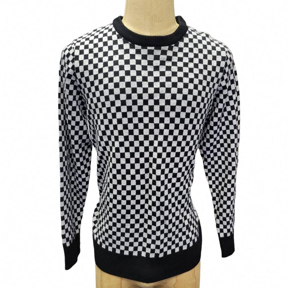 NEW TRUTH BY REPUBLIC men's crewneck wool sweater in black/white